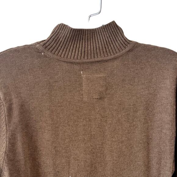 New CHASER Sweater Mini Dress Mock Neck Long Sleeve Side Slit Taupe Women's Sz S - Picture 9 of 11